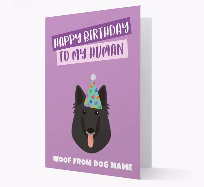 Personalized 'Happy Birthday To My Human' Card with {breedCommonName} Icon